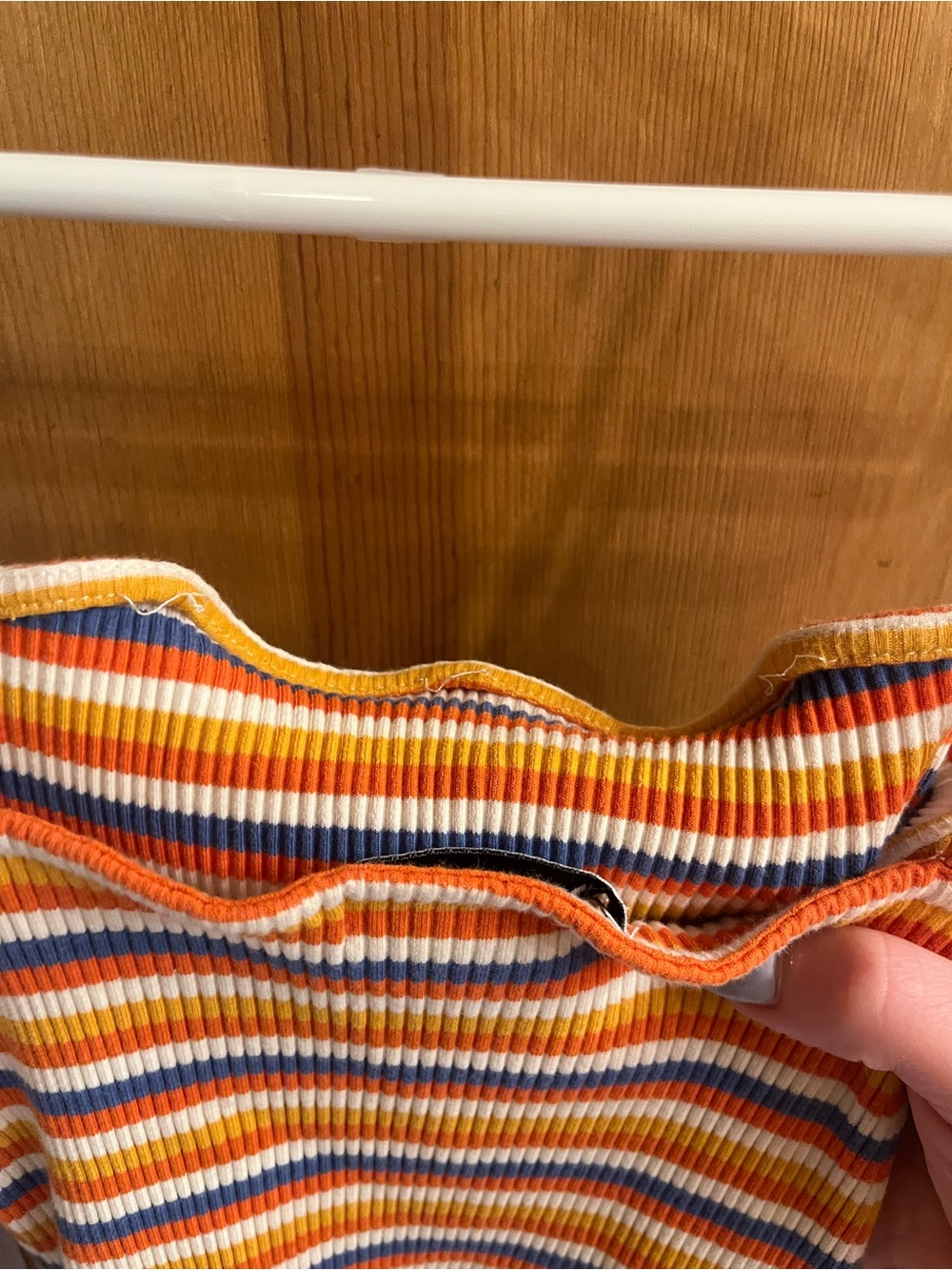 Striped Ribbed Cropped Cami in Orange Multicolor - Picture 5 of 6